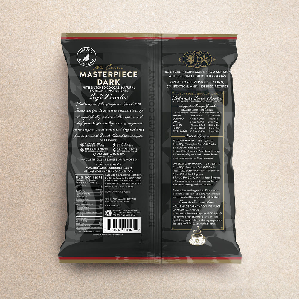 Hollander Masterpiece Dark Chocolate Cafe Powder