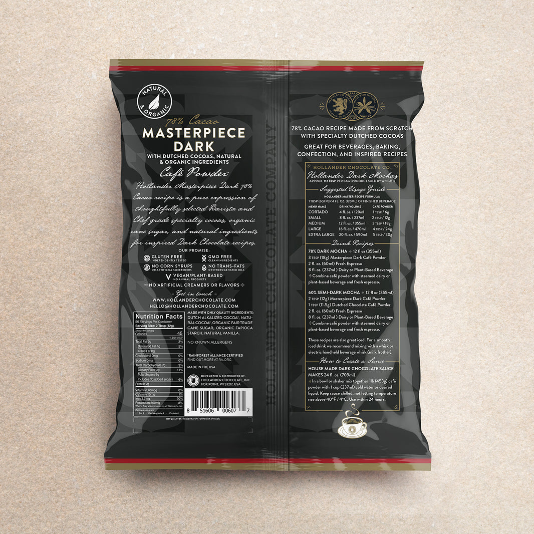 image Hollander Masterpiece Dark Chocolate Cafe Powder