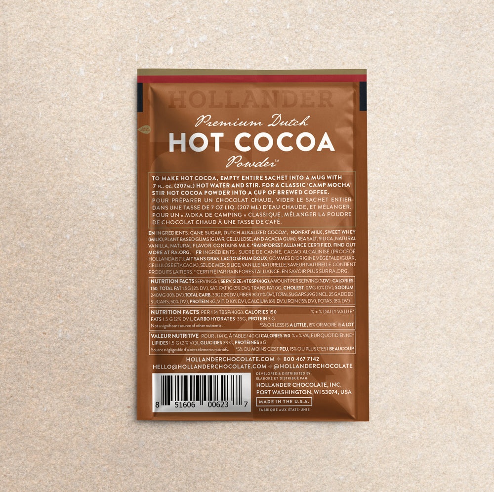 Hollander Chocolate Premium Hot Cocoa Packets